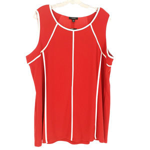 Alfani Tank Top Scoop Neck Sleeveless White Piped Trim Pullover Red Plus Size 3X